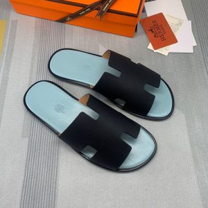 Alternative view of Hermes Izmir Slides Men Calfskin In Black Blue
