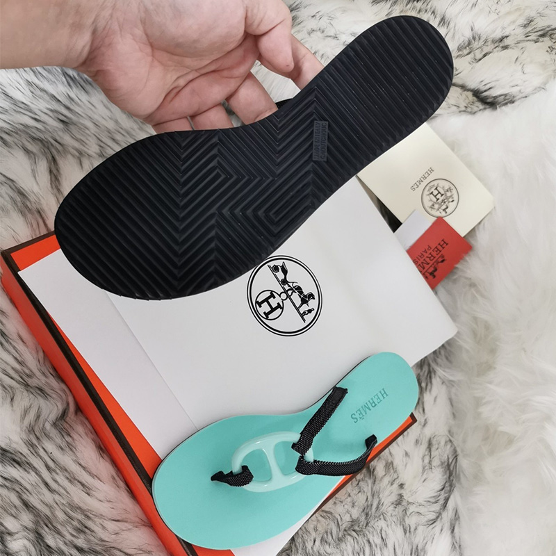 Hermes Kala Nera Slides Women Rubber In Sky Blue - Image 3