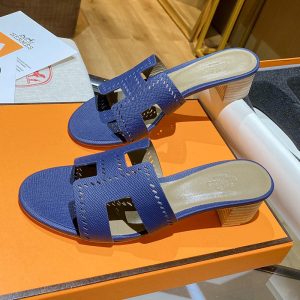 Alternative view of Hermes Oasis Slides Women Hollow Leather In Blue