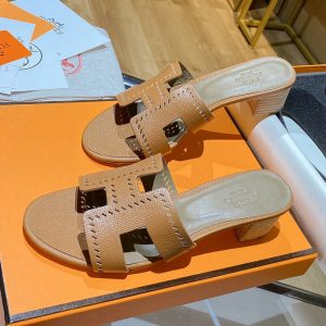 Alternative view of Hermes Oasis Slides Women Hollow Leather In Brown