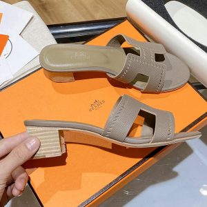 Alternative view of Hermes Oasis Slides Women Hollow Leather In Coffee