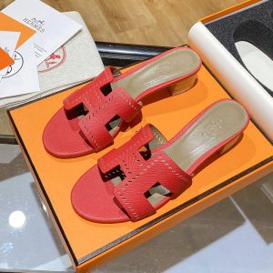 Alternative view of Hermes Oasis Slides Women Hollow Leather In Red