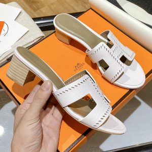 Alternative view of Hermes Oasis Slides Women Hollow Leather In White