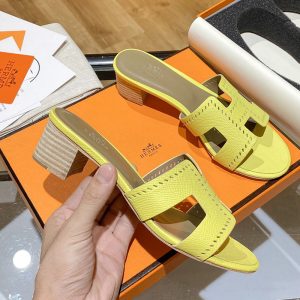 Alternative view of Hermes Oasis Slides Women Hollow Leather In Yellow
