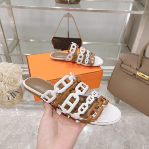 Alternative view of Hermes Thalassa Slides Women Nappa Leather In White Brown